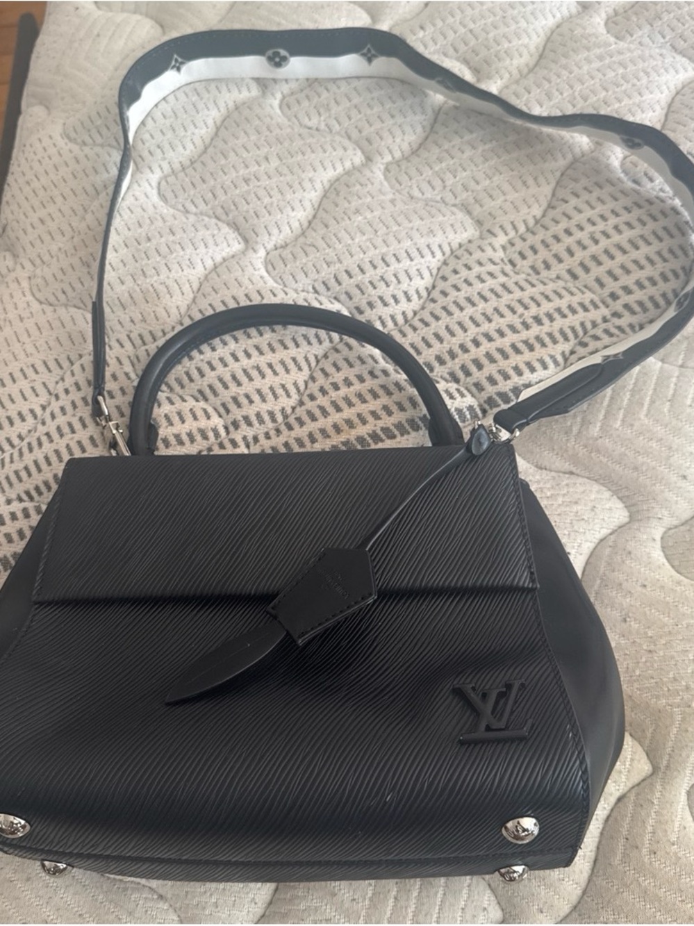 Louis Vuitton Black Epi Leather Satchel with Contrast Strap